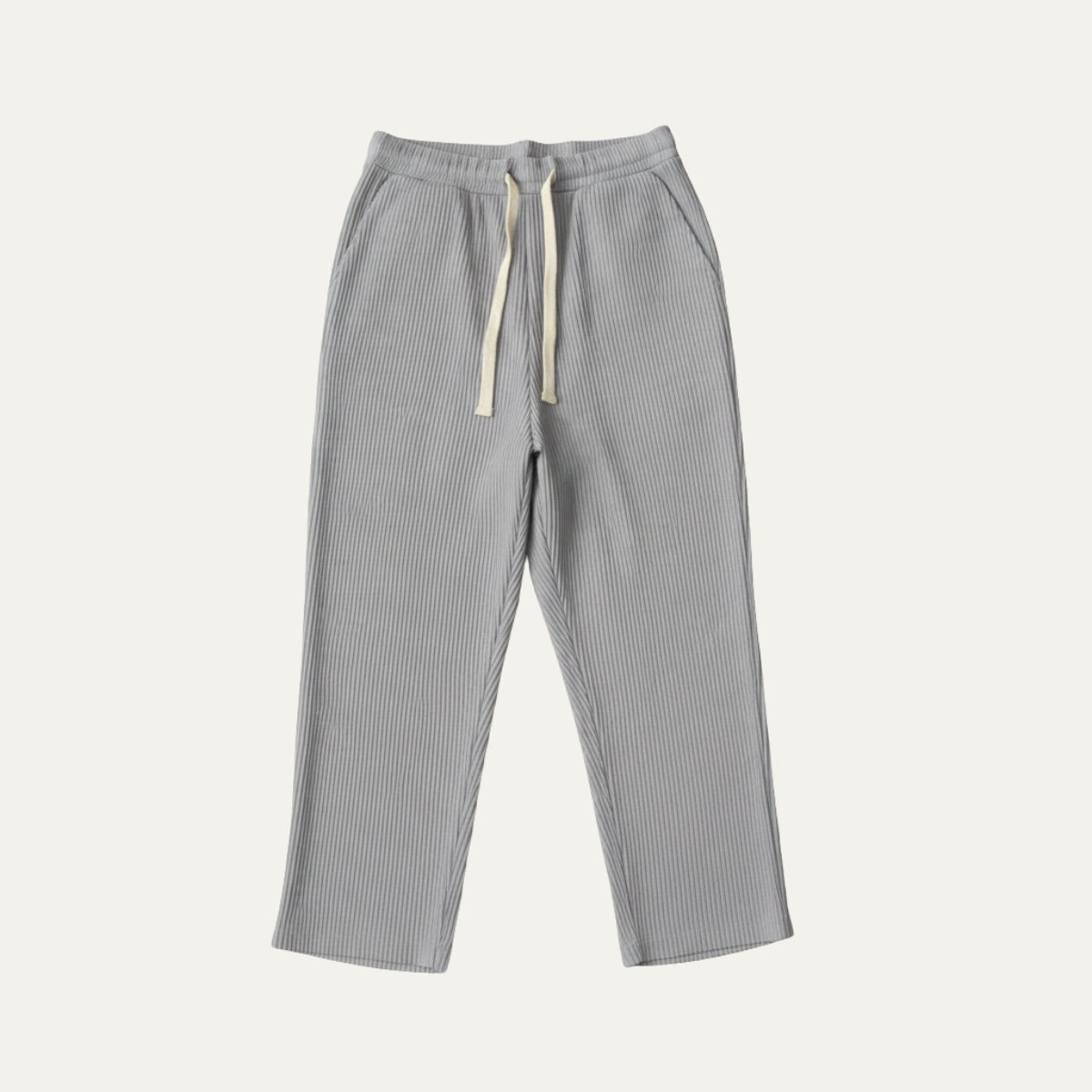 Men's Slim Fit Casual Pants Lightweight Ribbed Beige