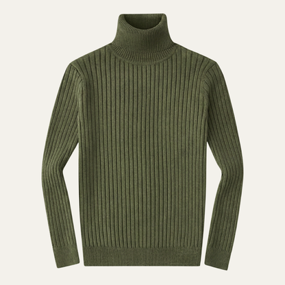Men's Slim Fit Turtleneck Sweater Ribbed Knit - Vonnera