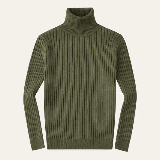 Men's Slim Fit Turtleneck Sweater Ribbed Knit - Vonnera