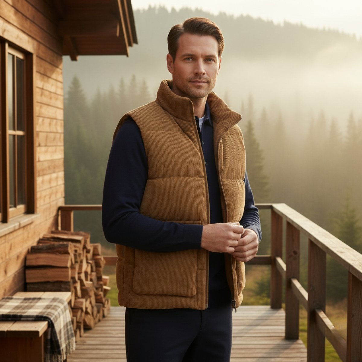 Men's Corduroy Quilted Vest Lightweight