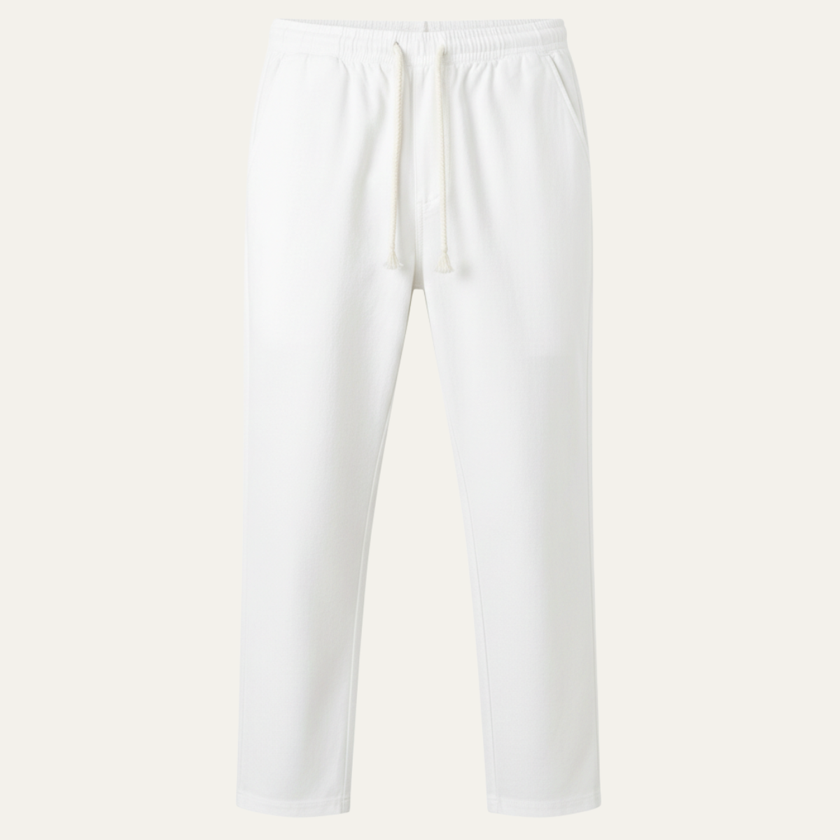 Men's Linen Blend Drawstring Pants Lightweight Beige