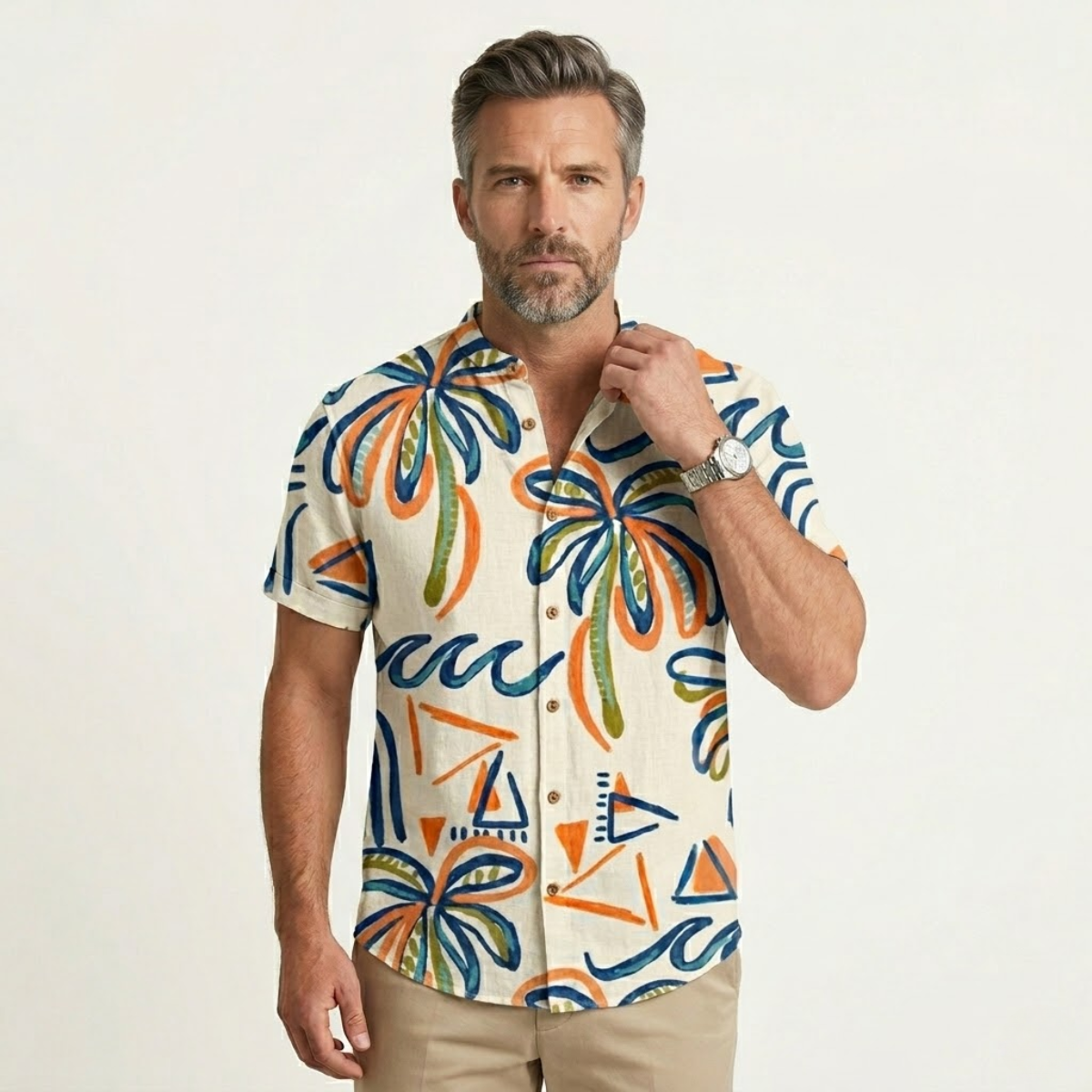 Men's Hawaiian Shirt Tropical Button Up Soft Cotton