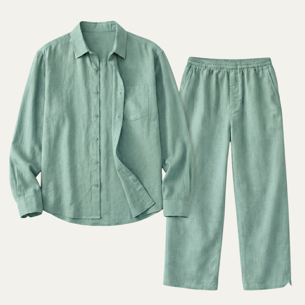 Men's Linen Shirt And Pants Set Oversized