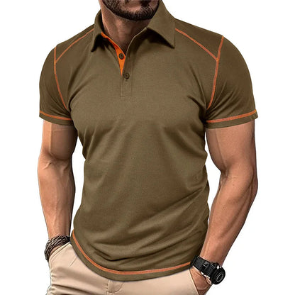 Men's Color Block Polo Shirt Cotton Classic Fit