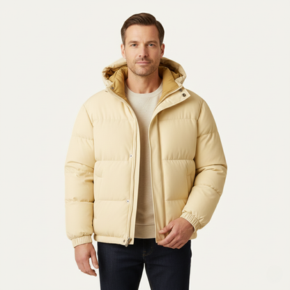 Men's Quilted Puffer Jacket Warm Hooded Winter Coat