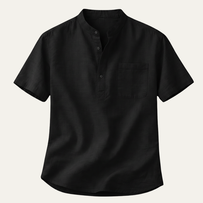 Men's Linen Henley Shirt Lightweight Beige