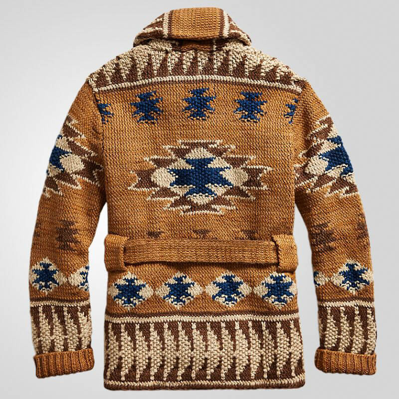Trenton Jacquard Knit Wool Cardigan