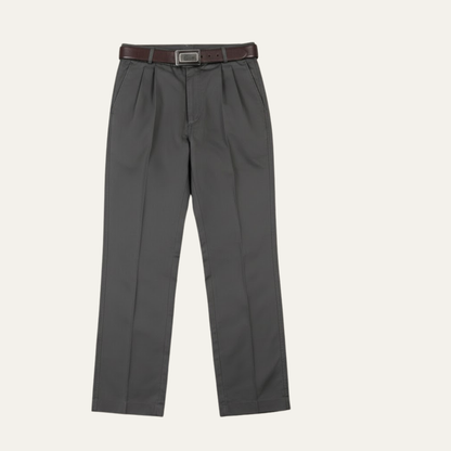 Men's Classic Straight Leg Pants Double Pleated Cotton