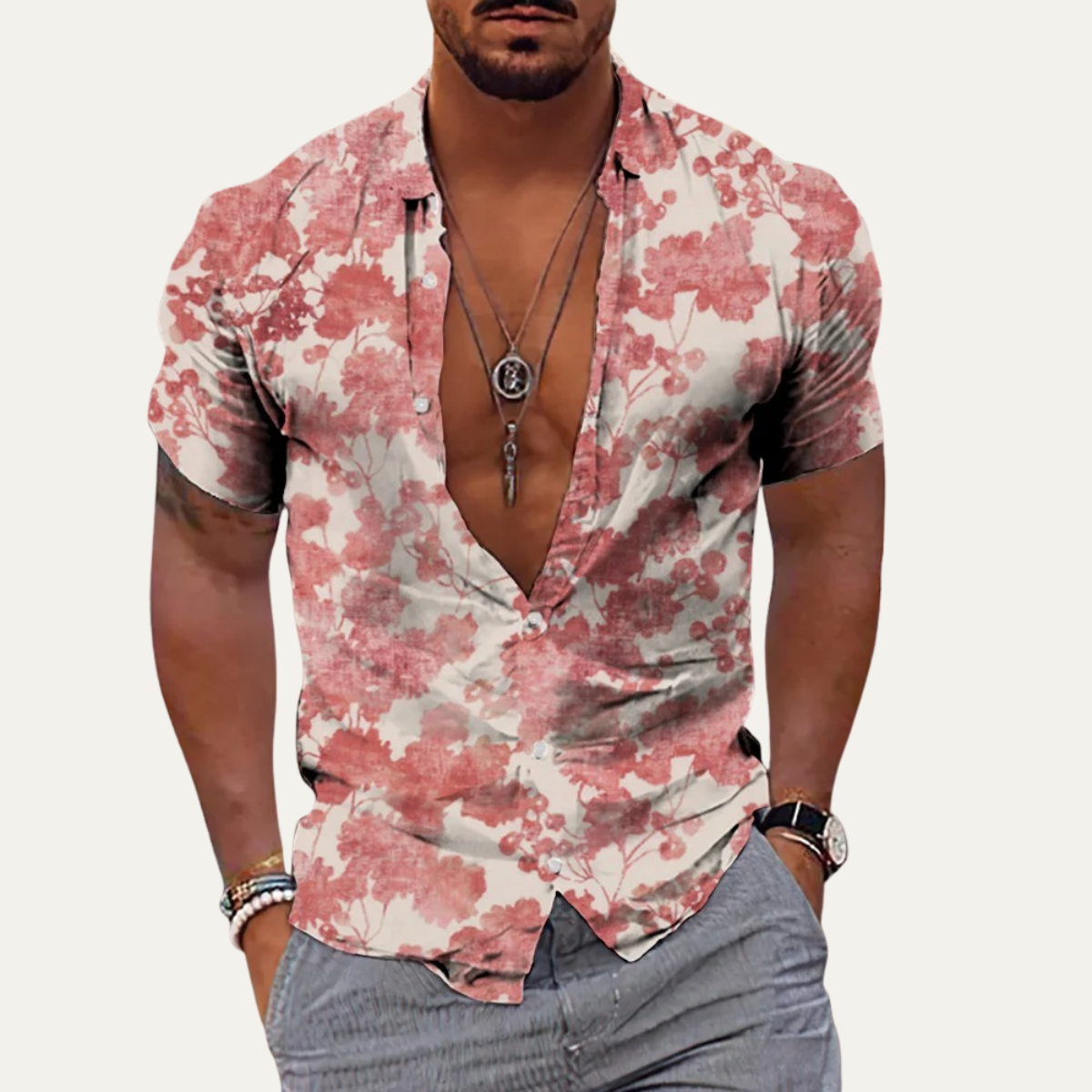 Men's Hawaiian Beach Shirt Soft Coconut Print