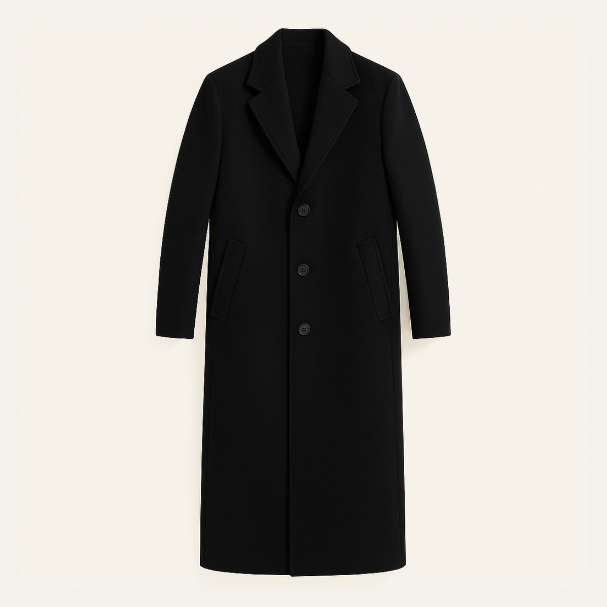 Men's Wool Single Breasted Coat Black - Vonnera