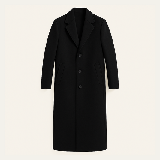 Men's Wool Single Breasted Coat Black - Vonnera