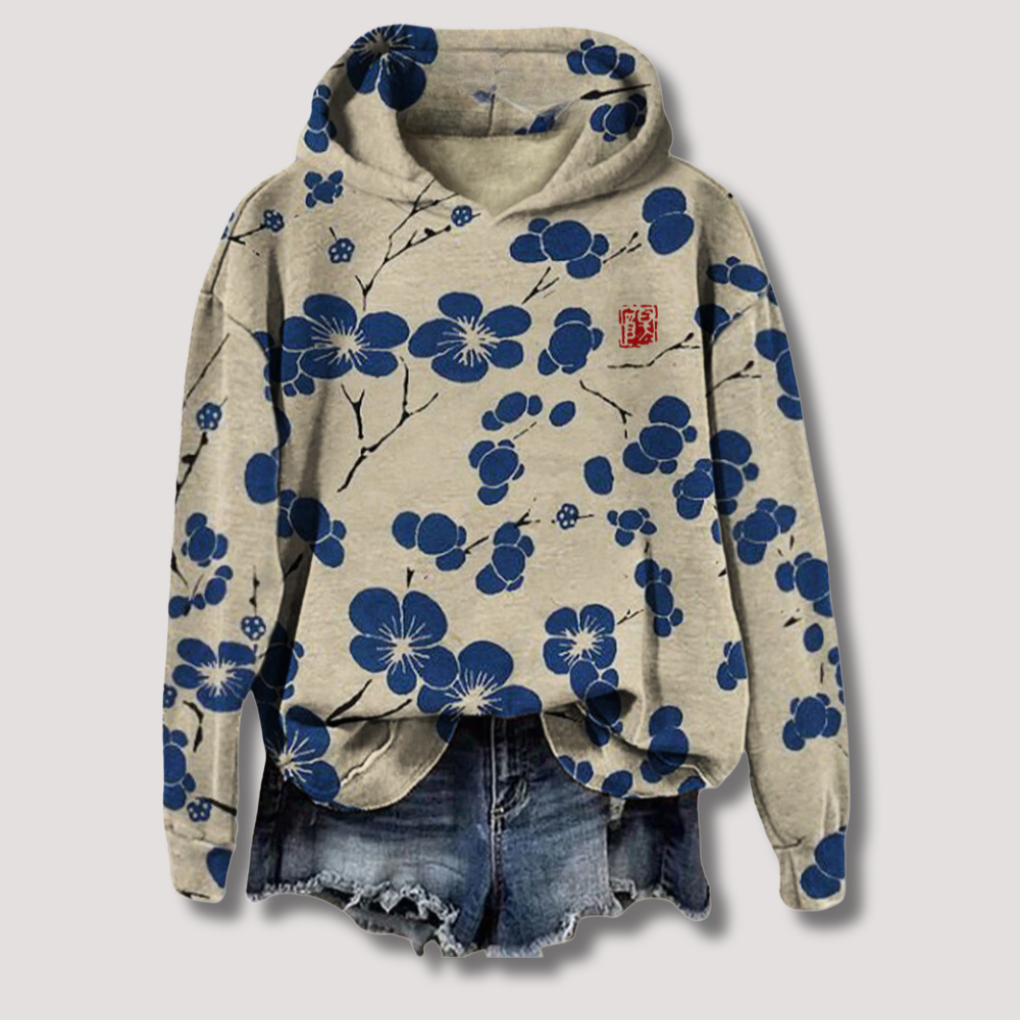Women's Hooded Sweater Floral Print Lightweight