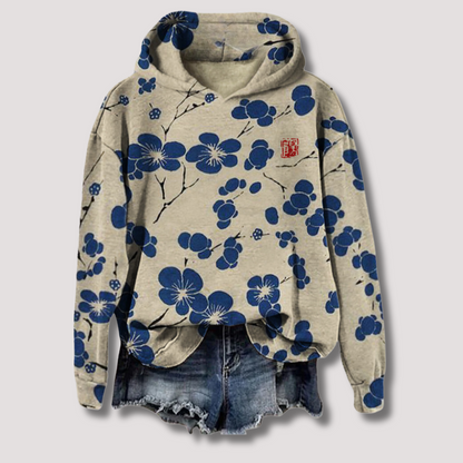 Women's Hooded Sweater Floral Print Lightweight