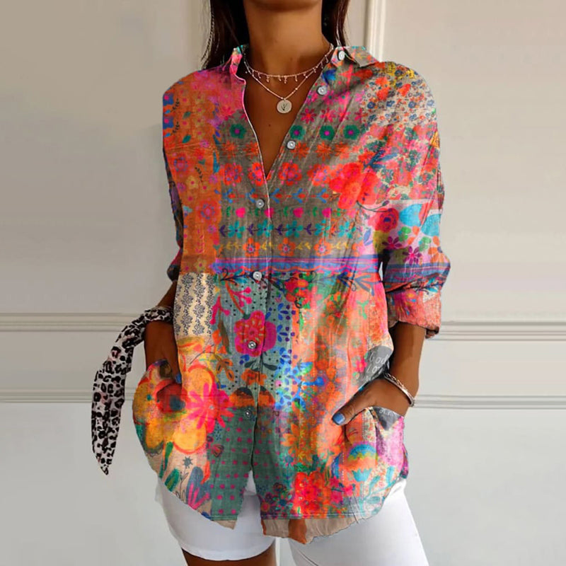 Women's Floral Print Long Sleeve Shirt - Vonnera