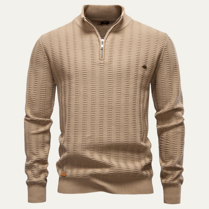 Men's Quarter Zip Winter Sweater Knit