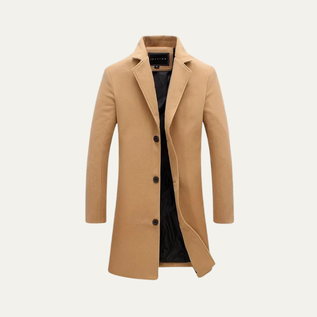Men's Wool Single Breasted Camel Coat - Vonnera