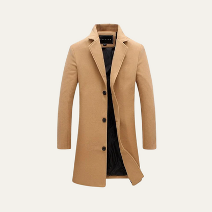 Men's Wool Single Breasted Camel Coat - Vonnera