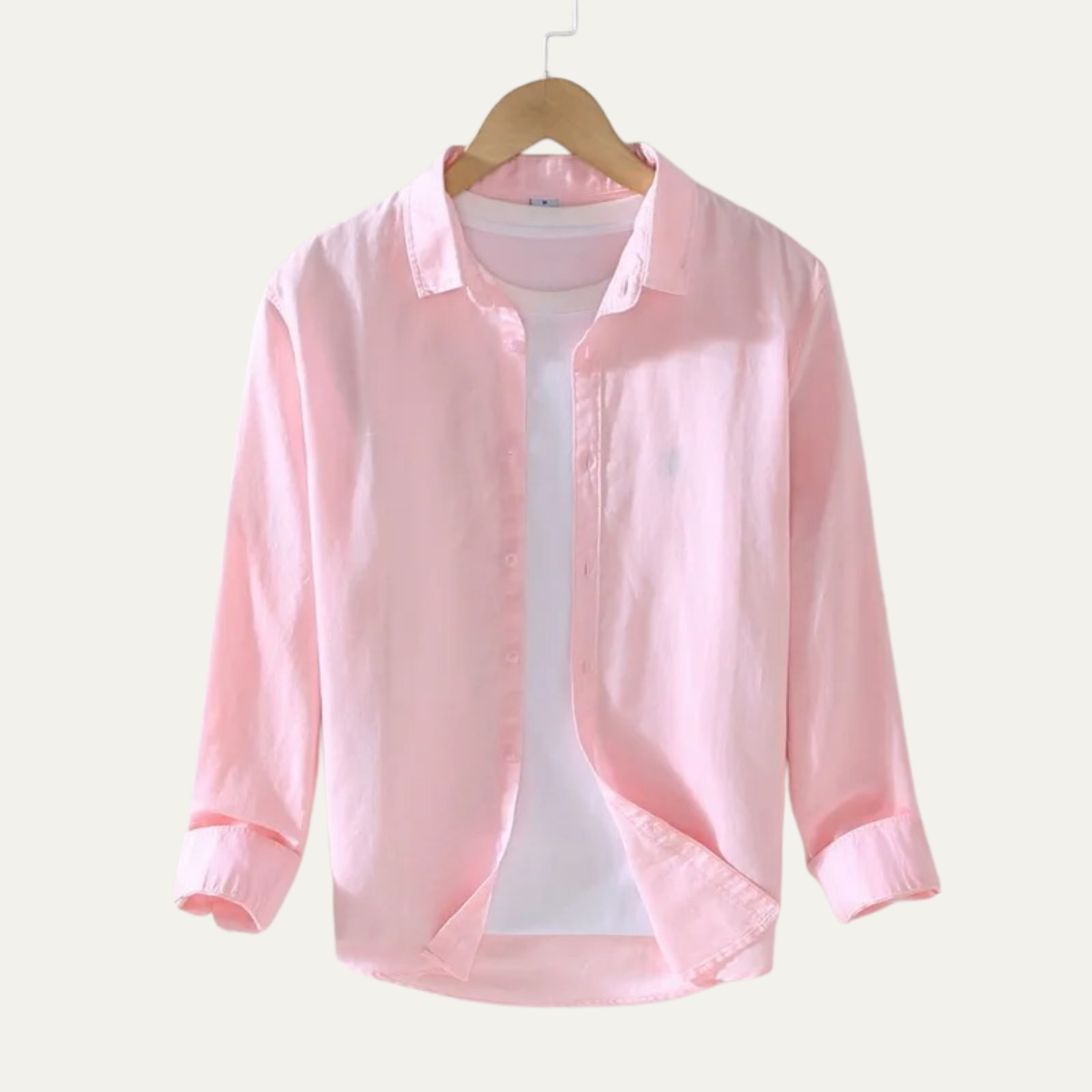 Men's Linen Cotton Shirt Lightweight Beige