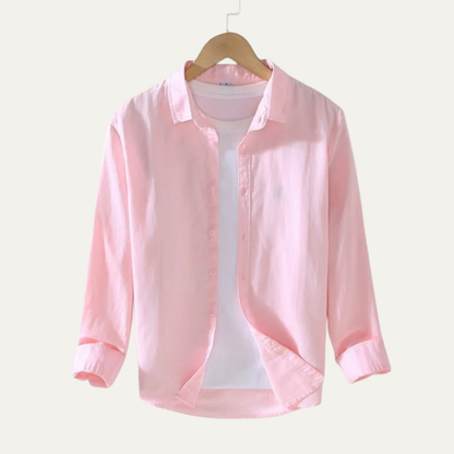 Men's Linen Cotton Shirt Lightweight Beige