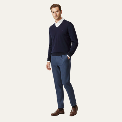 Men's Wool Herringbone Straight Leg Pants
