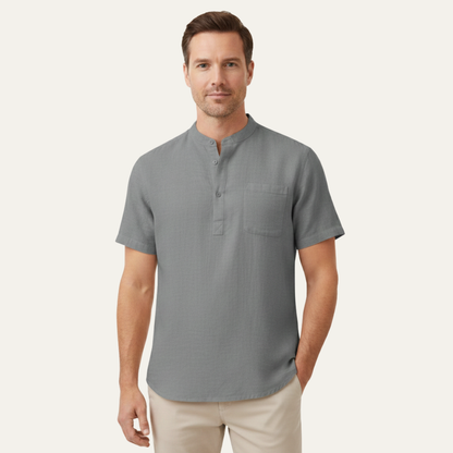 Men's Linen Henley Shirt Lightweight Beige
