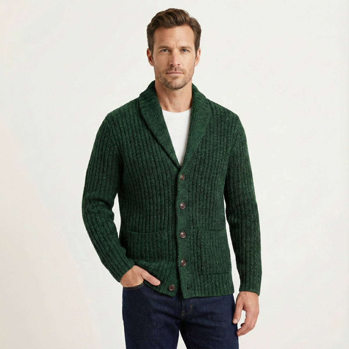 Montpellier Men's Knit Cardigan Shawl Collar Thick