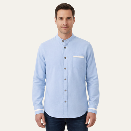 Men's Business Button Up Shirt Standing Collar Silverhaven Ridge