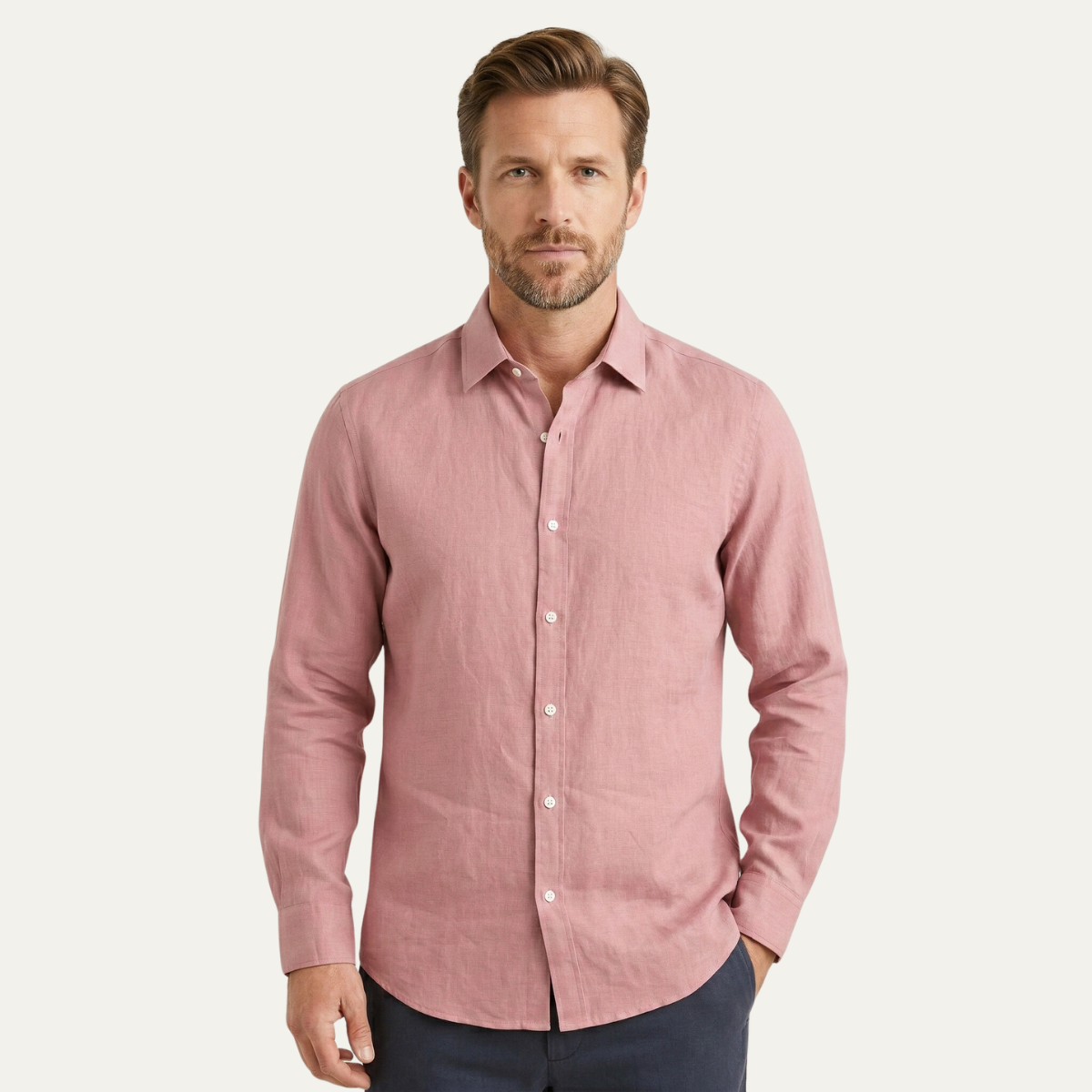 Men's Linen Button Up Shirt Casual