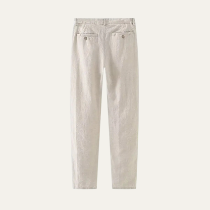 Alderfall Men's Linen Pants Casual Loose Fit Beige
