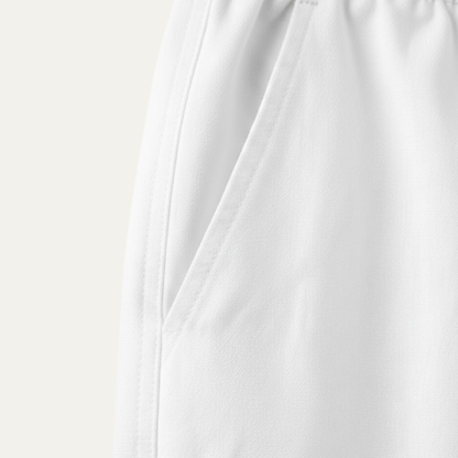 Mens Cotton Linen Drawstring Pants Loose Fit Beige