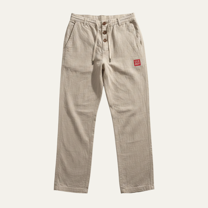Men's Cotton Linen Straight Leg Pants Lightweight