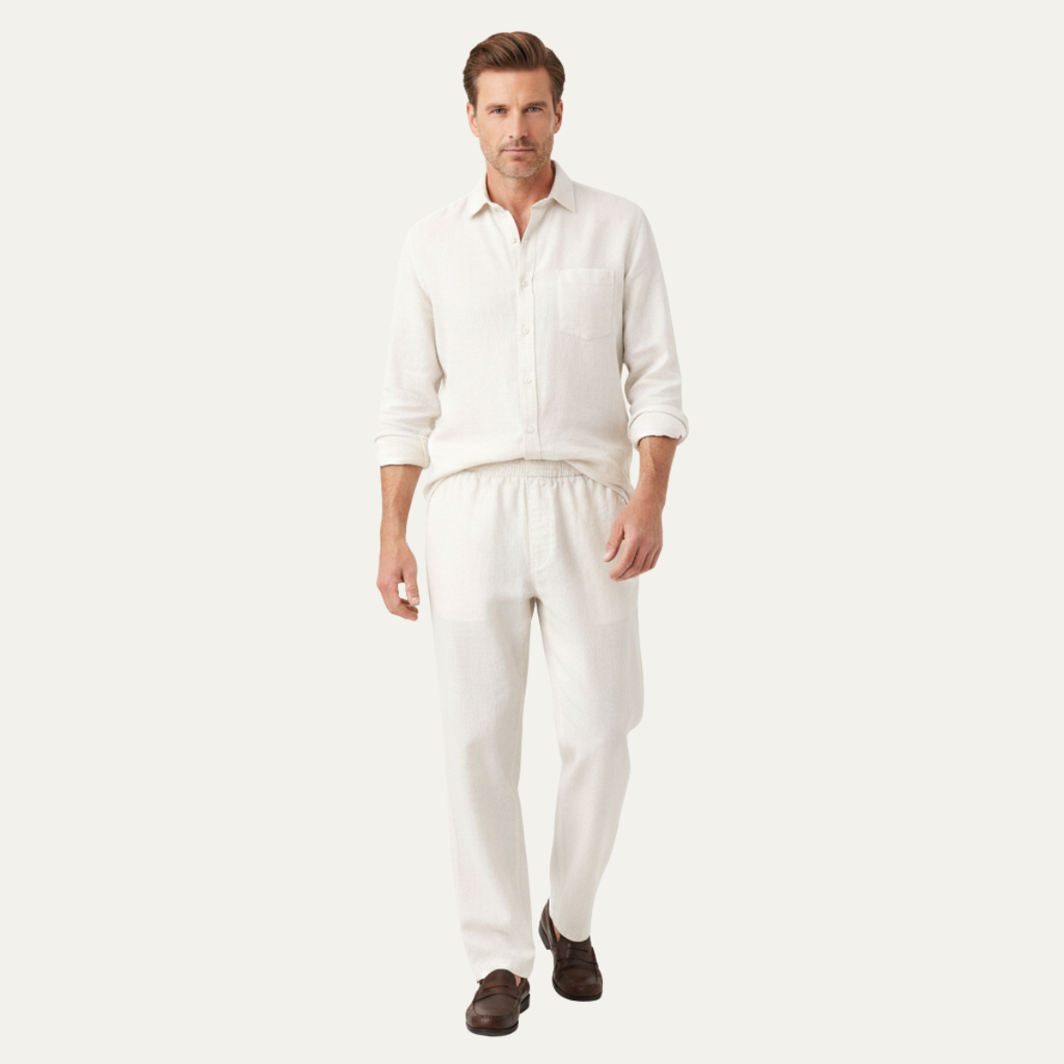Men's Linen Shirt And Pants Set Oversized