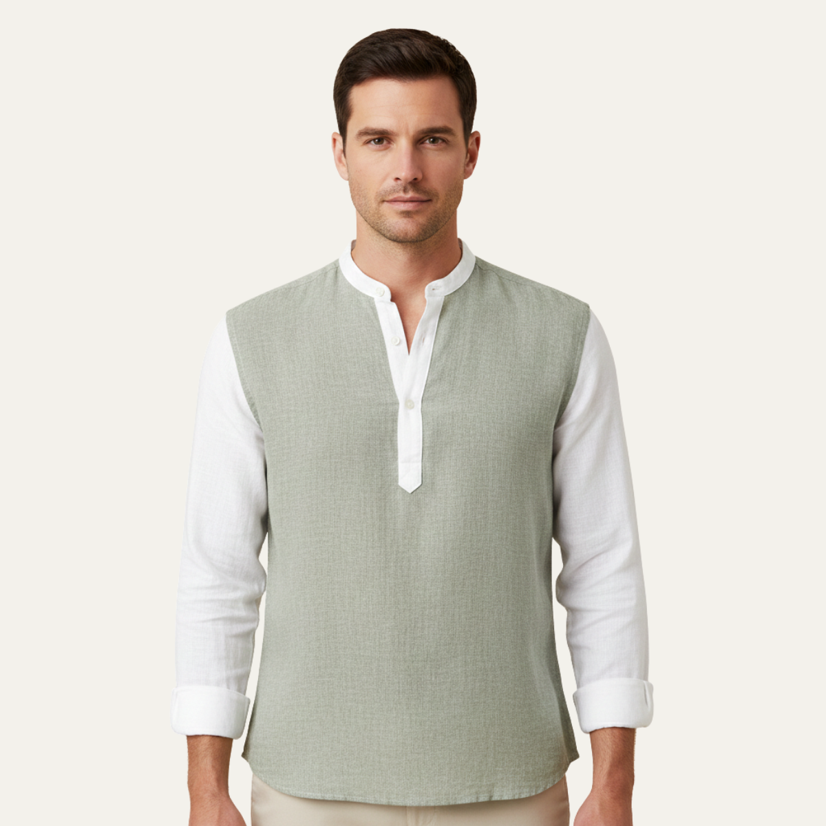 Men's Linen Blend Lightweight V Neck Shirt