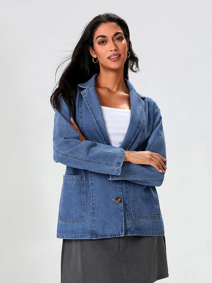 Urbanedge Men's Classic Fit Denim Blazer