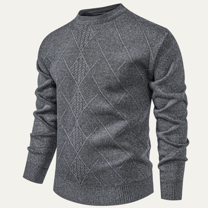 Men's Diamond Pattern Crew Neck Knit Sweater