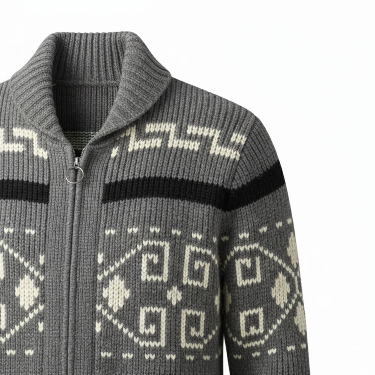 Men's Vintage Knit Cardigan Thick Shawl Collar Winter