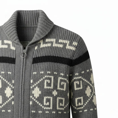 Men's Vintage Knit Cardigan Thick Shawl Collar Winter