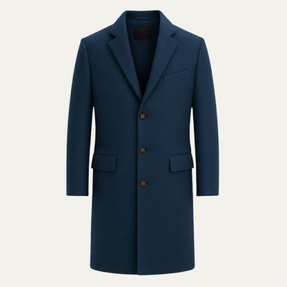 Men's Wool Blend Overcoat Single Breasted Navy