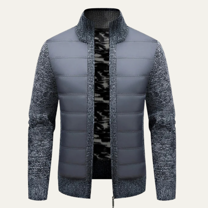 Men's Quilted Puffer Jacket Zip Up Knit