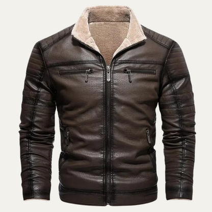 Men's Leather Jacket Shearling Lined Brown - Vonnera