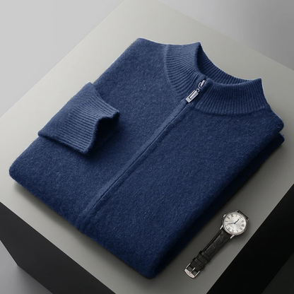 Men's Merino Mock Neck Zip Cardigan