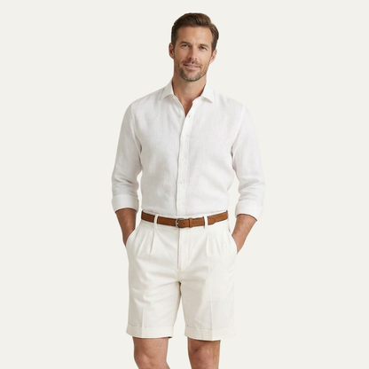 Henwick Men's Linen Shorts Tailored Summer Beige