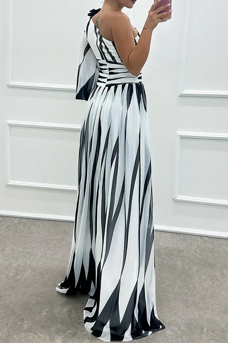 Women's Asymmetrical Maxi Dress Single Sleeve