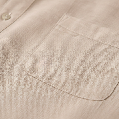 Men's Linen Henley Shirt Lightweight Beige