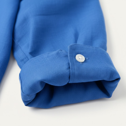 Men's Linen Button Up Shirt Casual Light Blue