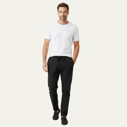 Mens Cotton Linen Drawstring Pants Loose Fit Beige