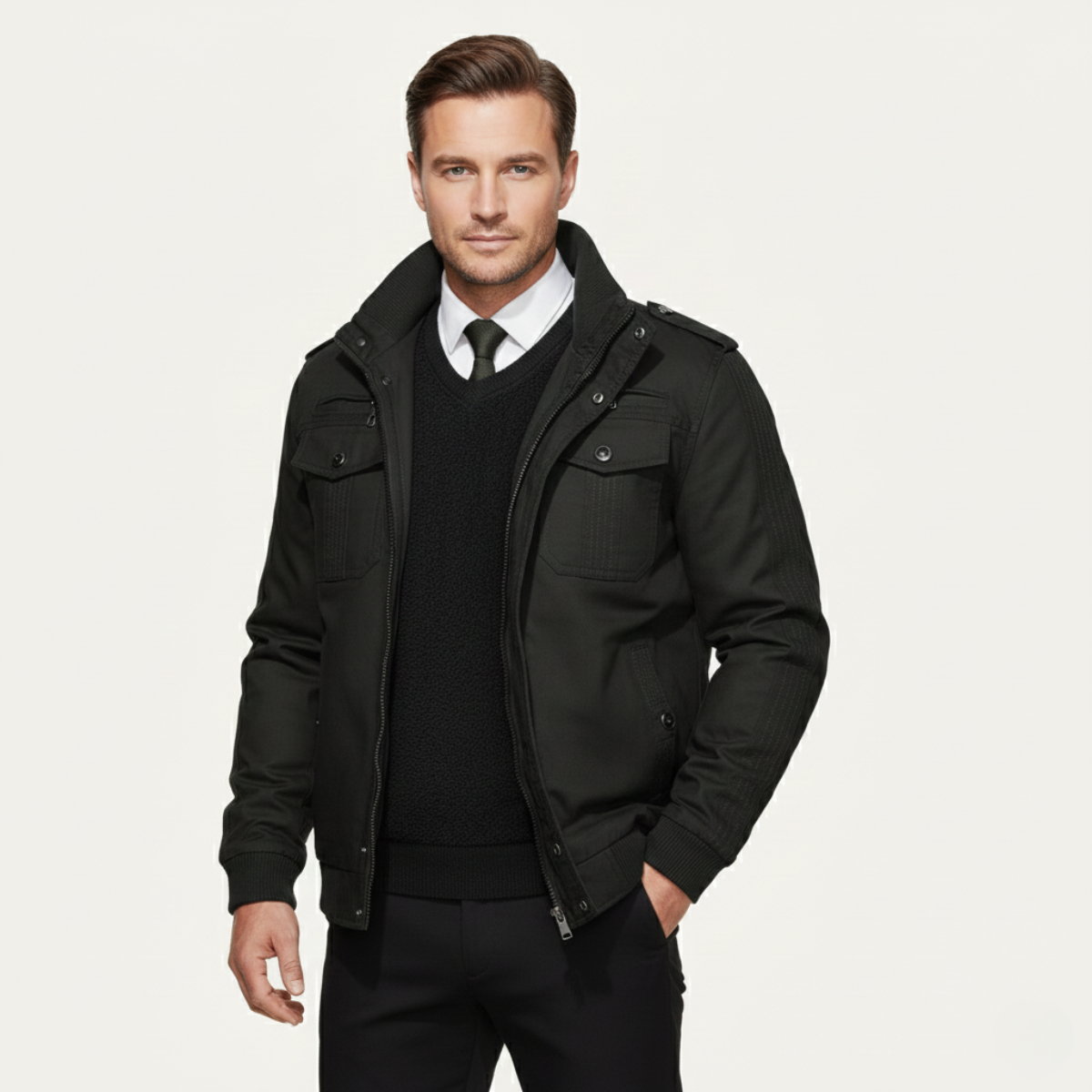 Macerata Men's Thermal Fleece Lined Military Jacket