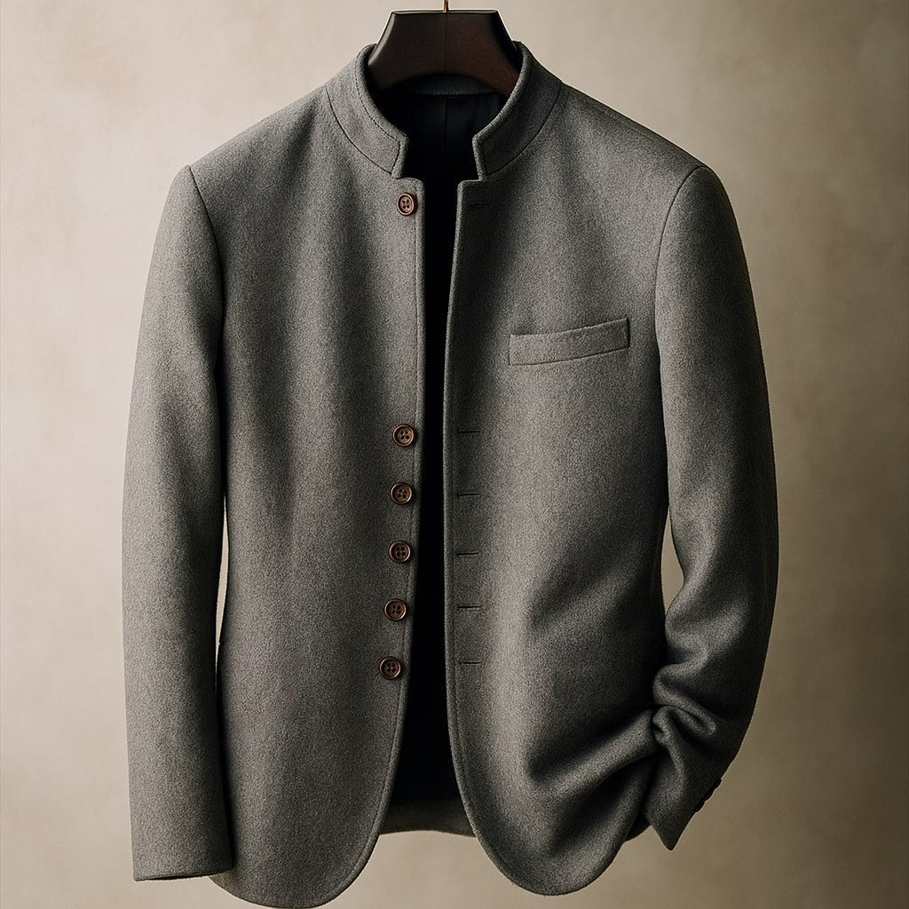 Marsimo Mens Wool Stand Collar Jacket - Vonnera