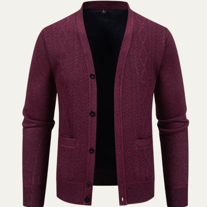 Men's Casual Cardigan Knit Button Up With Pockets