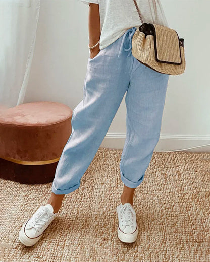 Elegant Waistband Trousers Casual Fit